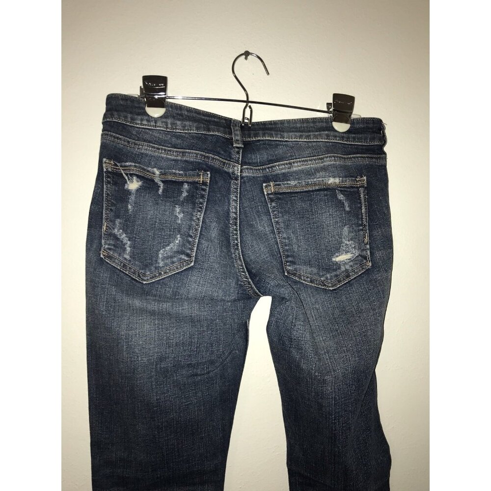 Silver Jean Women 26x27 Kennie Button Fly Distressed Stretch Fabric Straight Cut - Picture 6 of 11